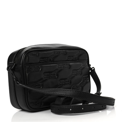 Balenciaga Nappa BB Monogram Embossed Everyday Camera Bag Black 3 of 8