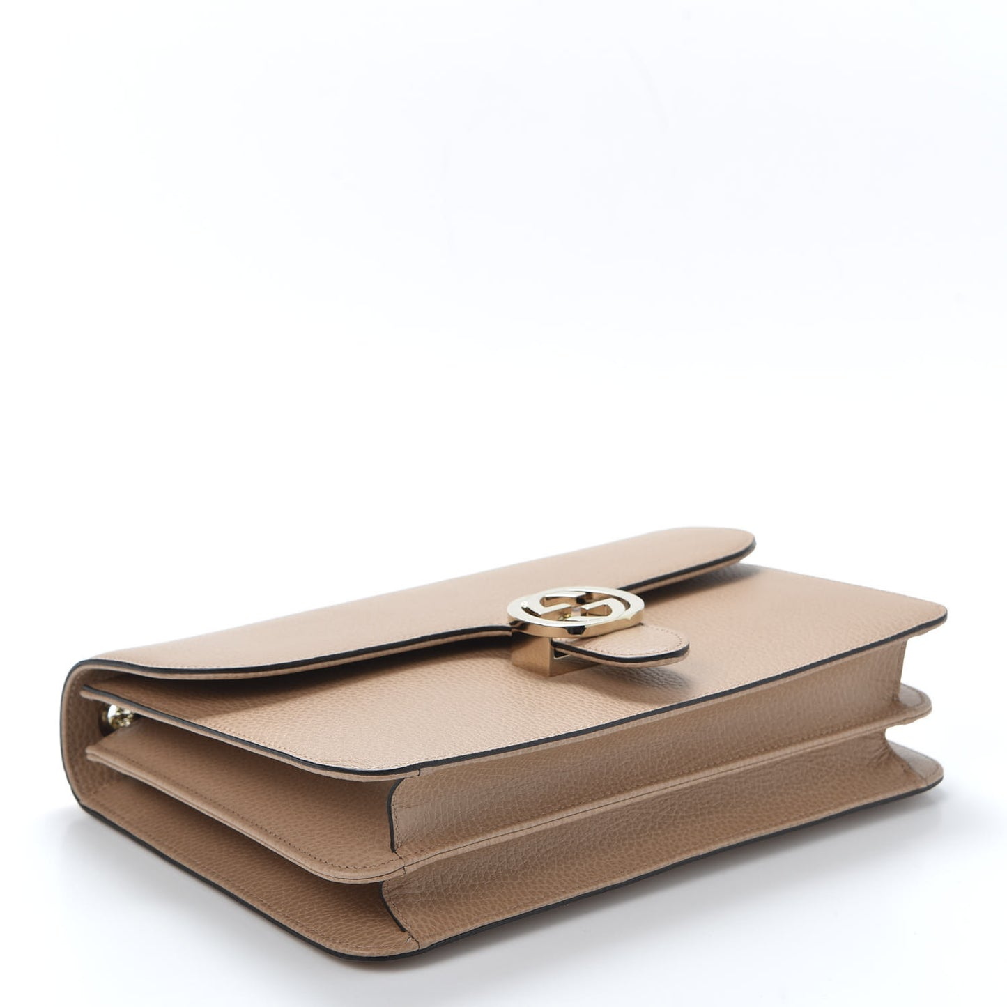 Dollar Calfskin Interlocking G Shoulder Bag Camelia