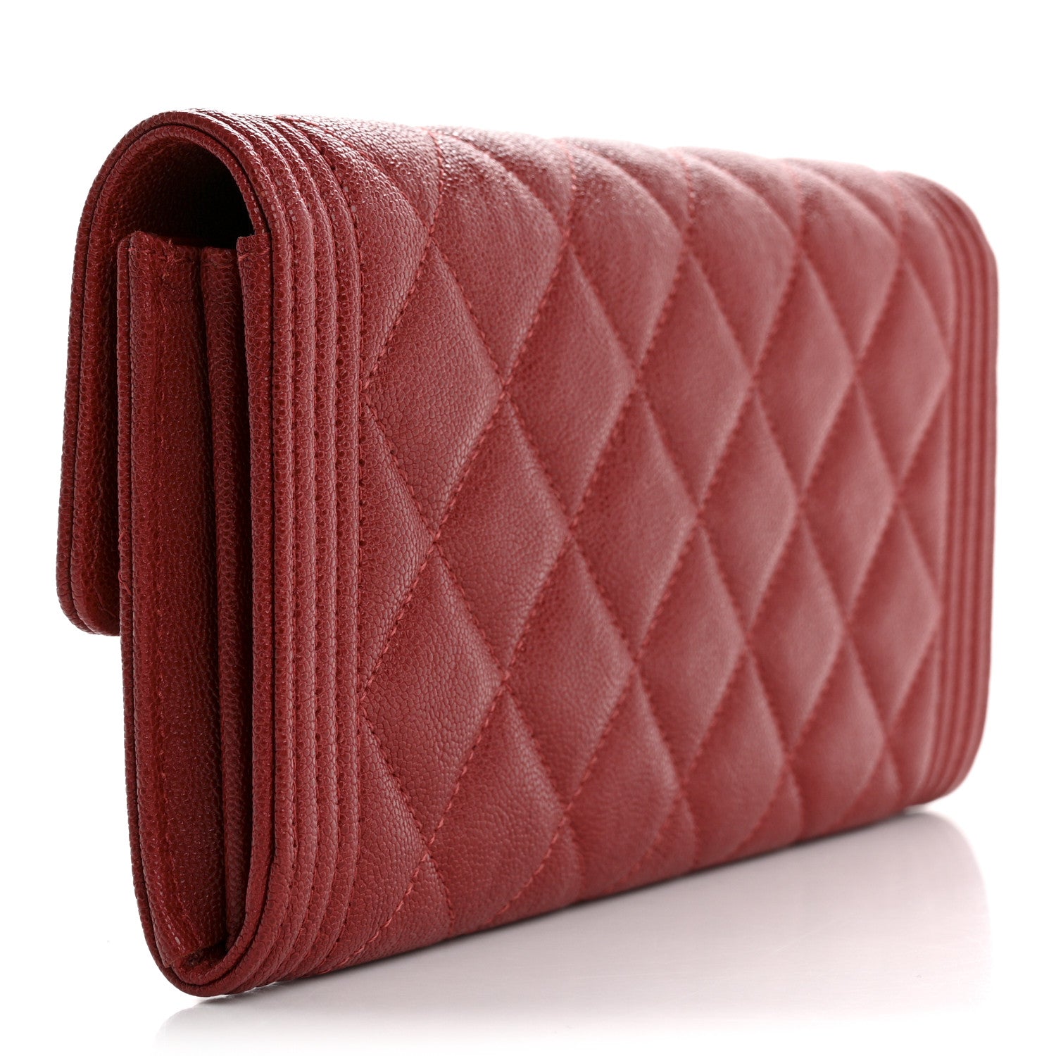 Chanel Caviar Quilted Large Boy Gusset Flap Wallet Red 3 of 10