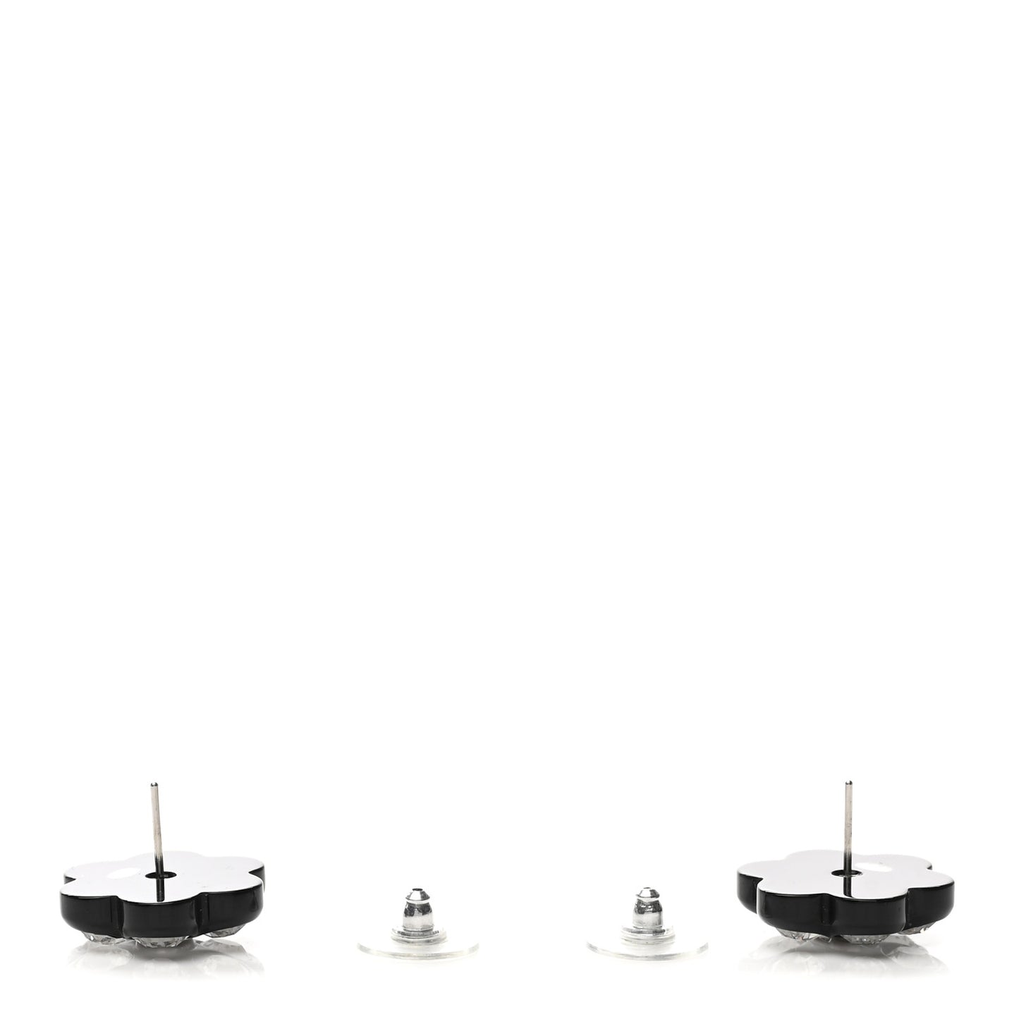 Resin Crystal CC Flower Earrings Black