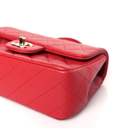 Chanel Lambskin Quilted Mini Top Handle Rectangular Flap Red 9 of 11
