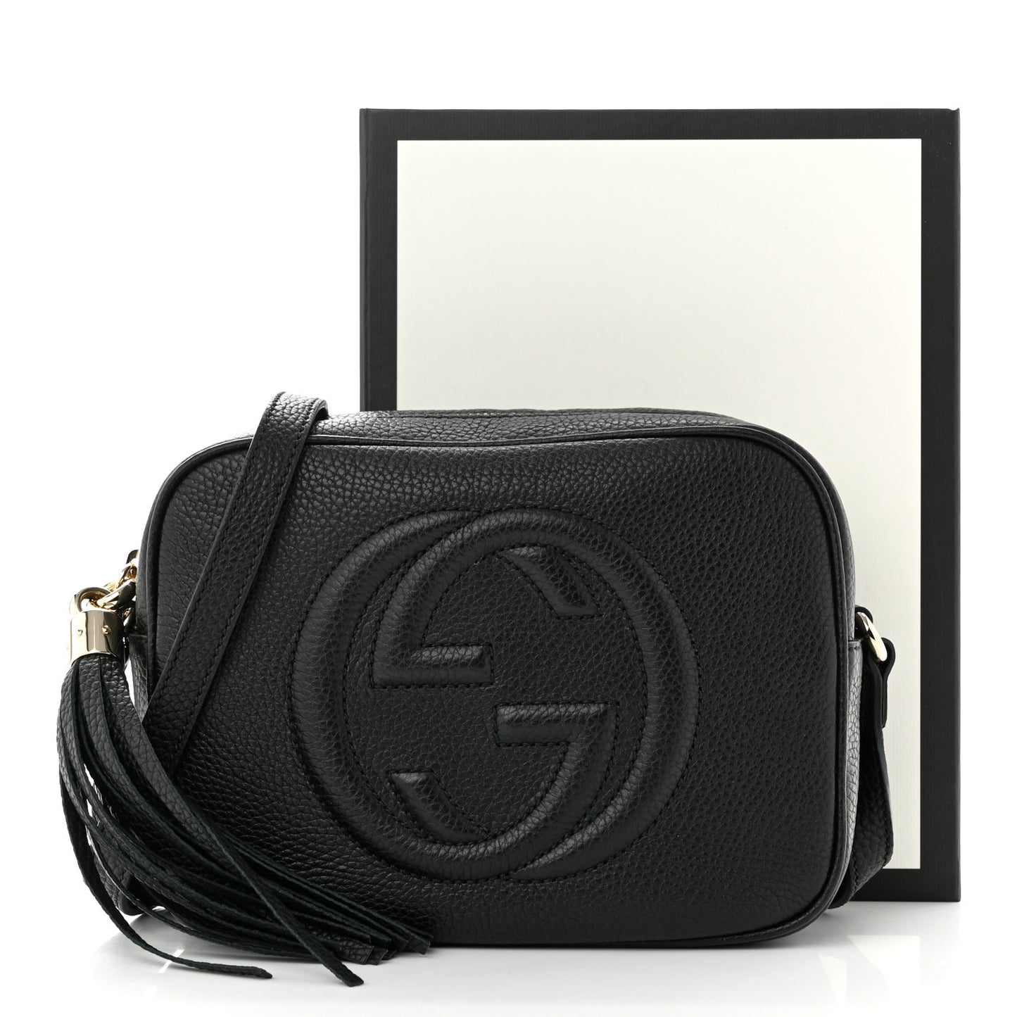 Pebbled Calfskin Small Soho Disco Bag Black