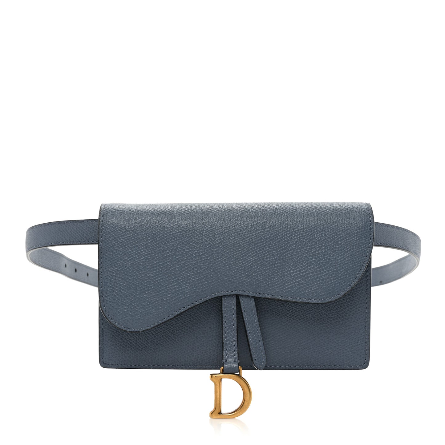 Grained Calfskin Saddle Belt Bag Denim Blue