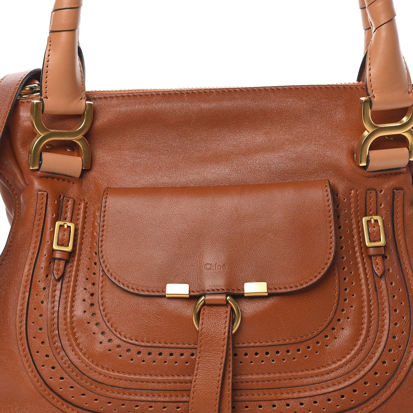 Calfskin Perforated Marcie Animation Satchel Brown
