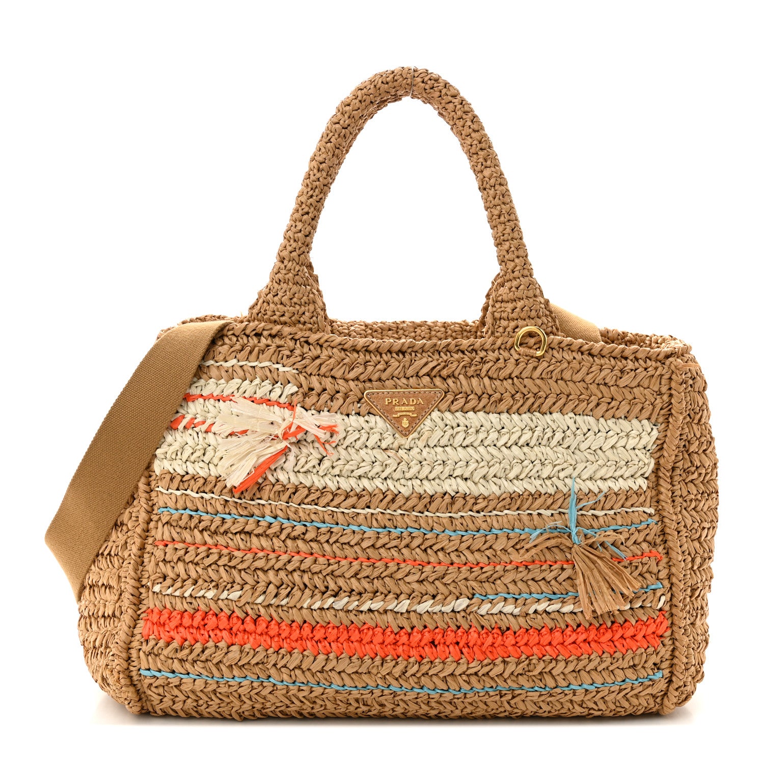 Prada Raffia Woven Tote Naturale Caramel 1 of 13