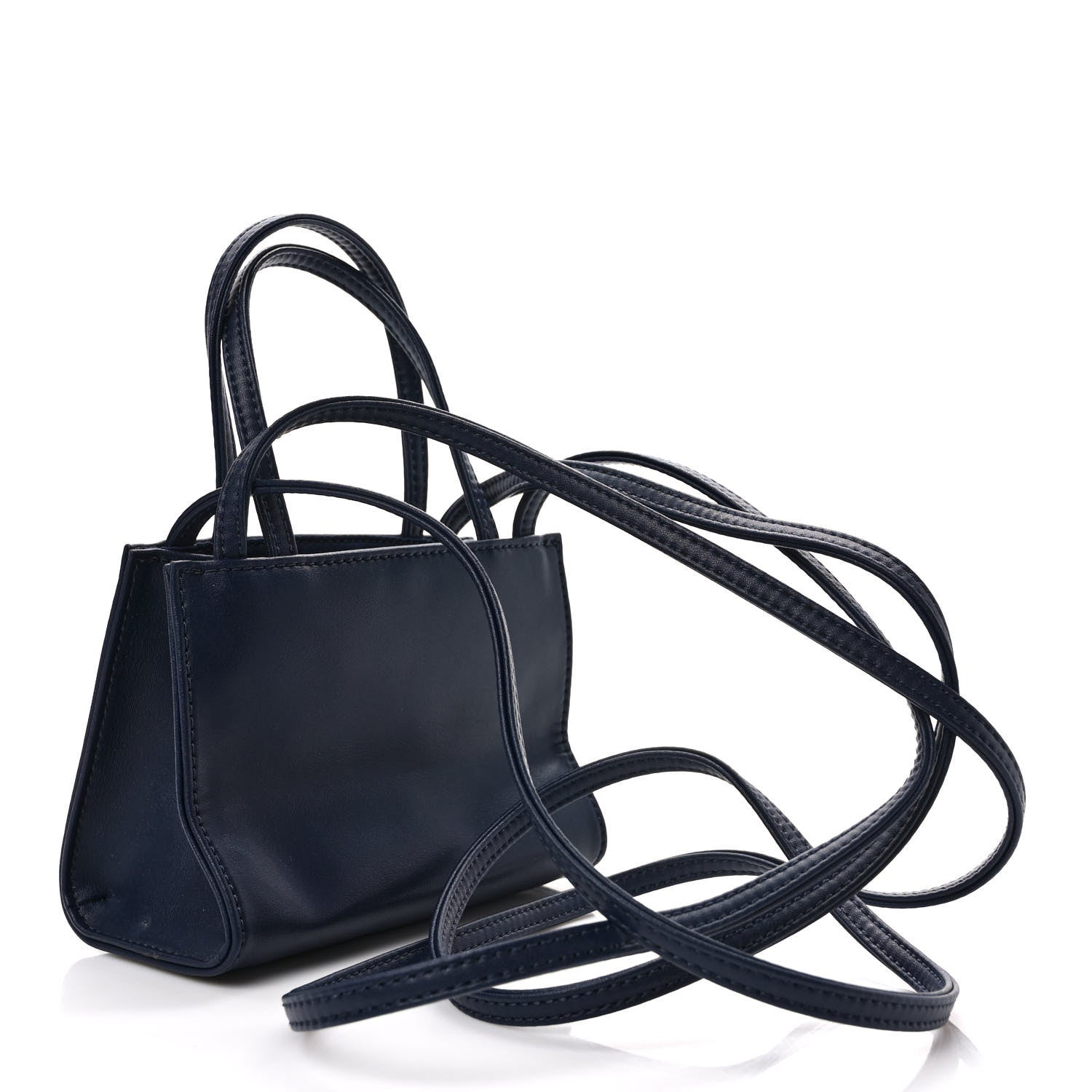 Telfar Vegan Leather Small Shopping Bag Navy 3 of 8
