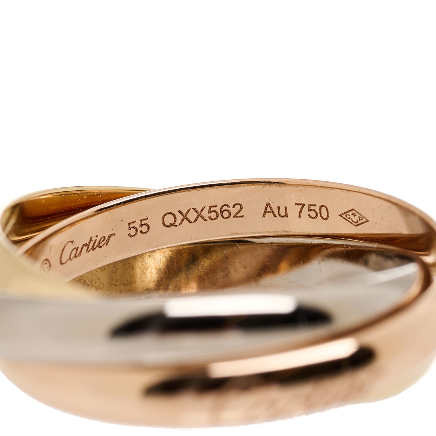 Cartier 18K Pink Yellow White Gold Small Trinity Ring 55 7.25 5 of 6