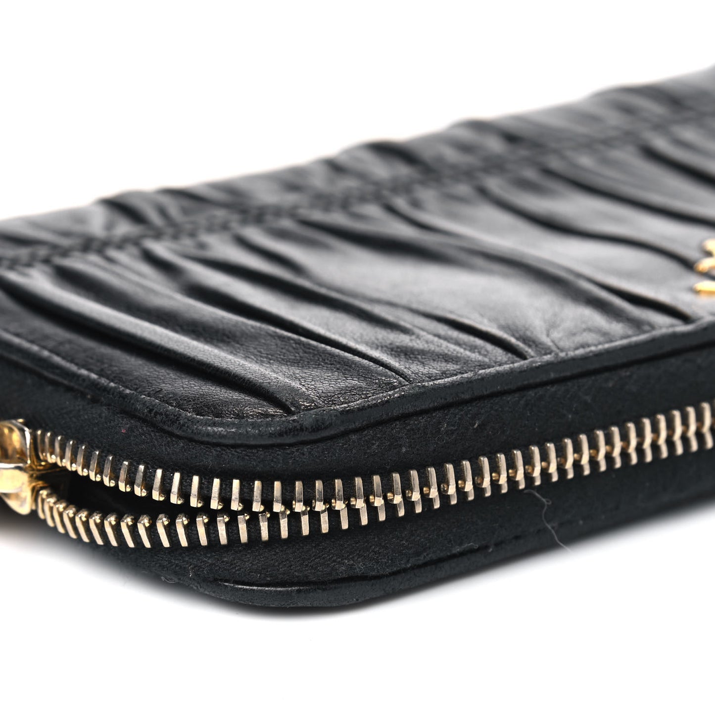 Nappa Gaufre Zip Around Wallet Black