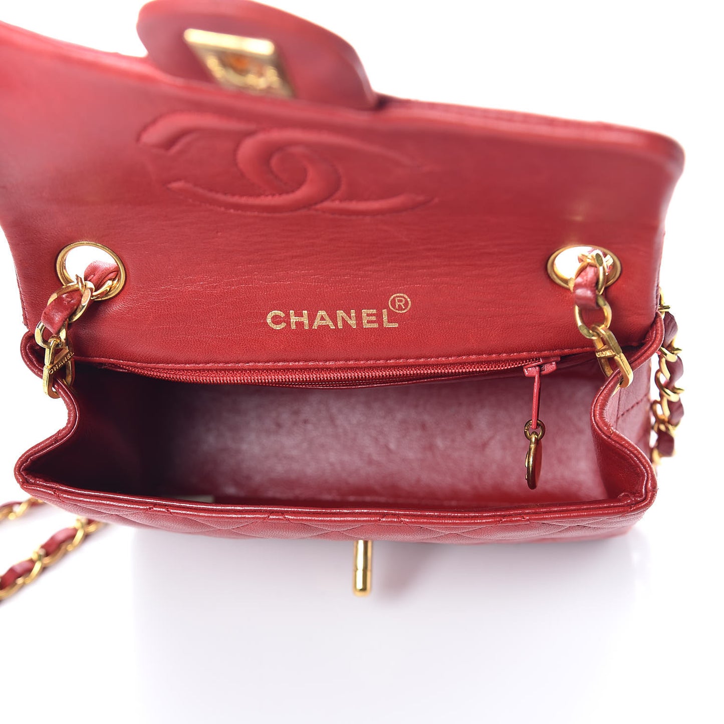 Lambskin Quilted Mini Square Flap Red