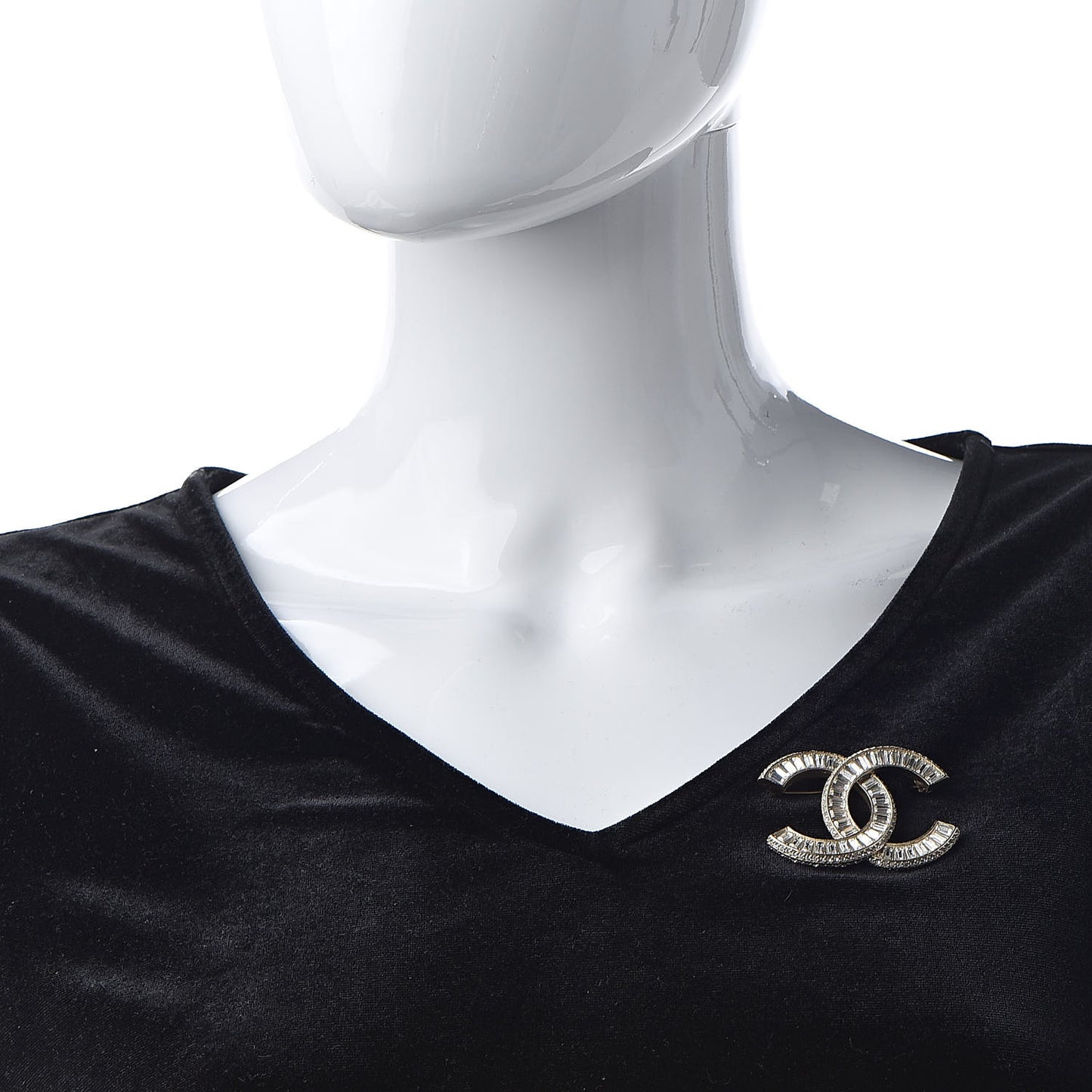 Baguette Crystal CC Brooch Gold