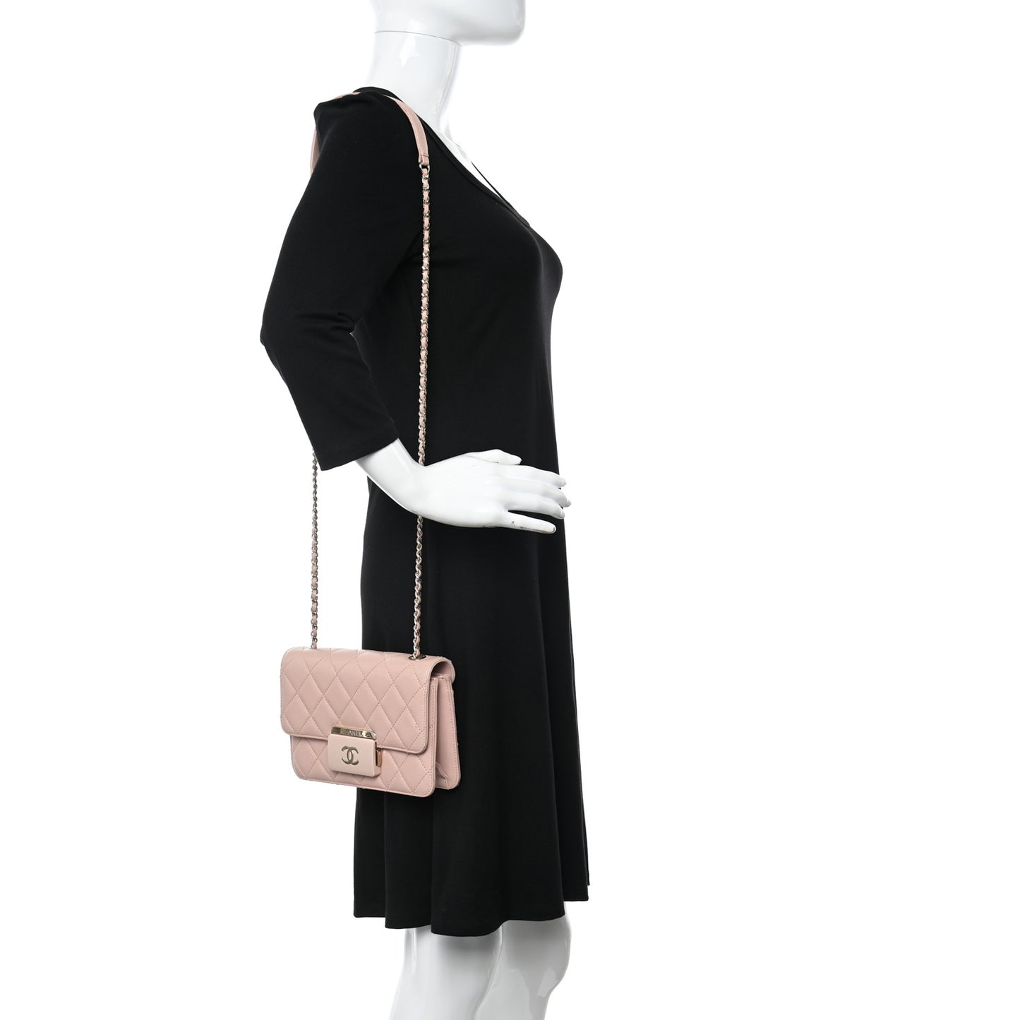 Sheepskin Quilted Mini Beauty Lock Flap Pink