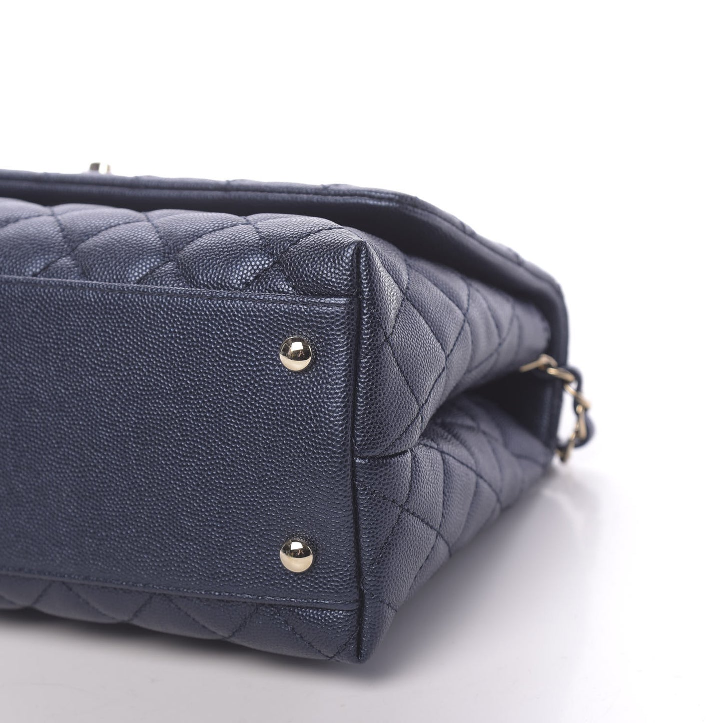 Iridescent Caviar Quilted Small Coco Handle Flap Dark Blue