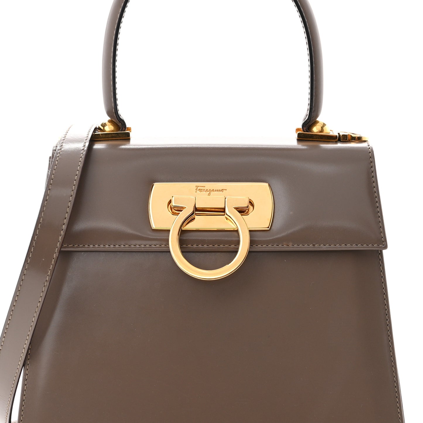 Brushed Off Calfskin Small Iconic Top Handle Bag Grey
