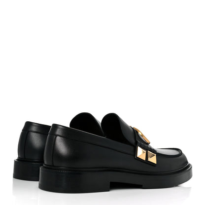 Valentino Garavani Calfskin Mens VLogo Roman Stud Loafers 44 Black 4 of 9