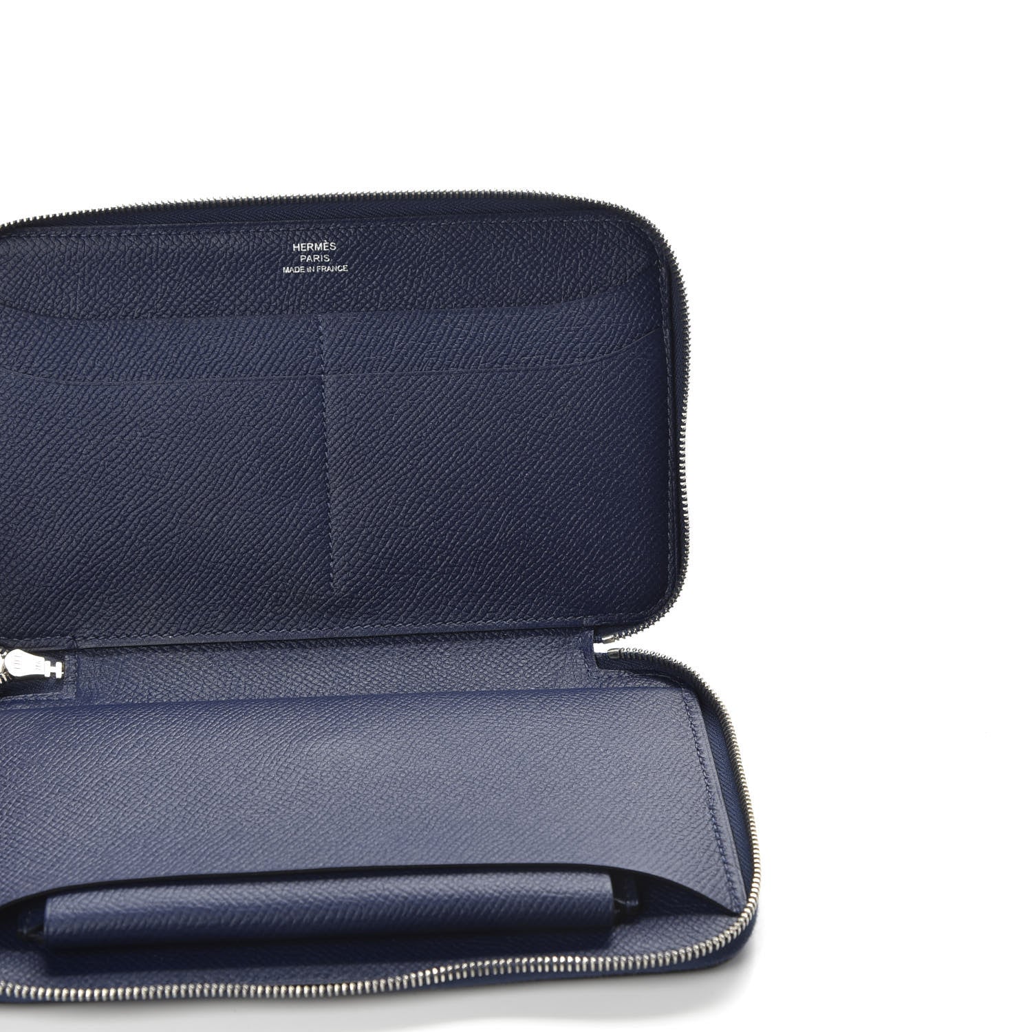 Hermes Epsom Printed Silk Eperon d'Or Bandana Soie-Cool Wallet Bleu Marine 6 of 9