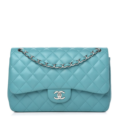 Chanel Lambskin Quilted Jumbo Double Flap Turquoise 1 of 10