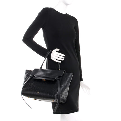 Celine Calfskin Crocodile Embossed Small Belt Bag Black 2 of 12