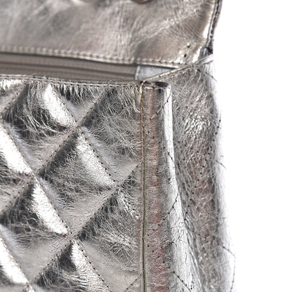 Chanel Metallic Aged Calfskin Quilted Jumbo Single Flap Silver 12 of 23