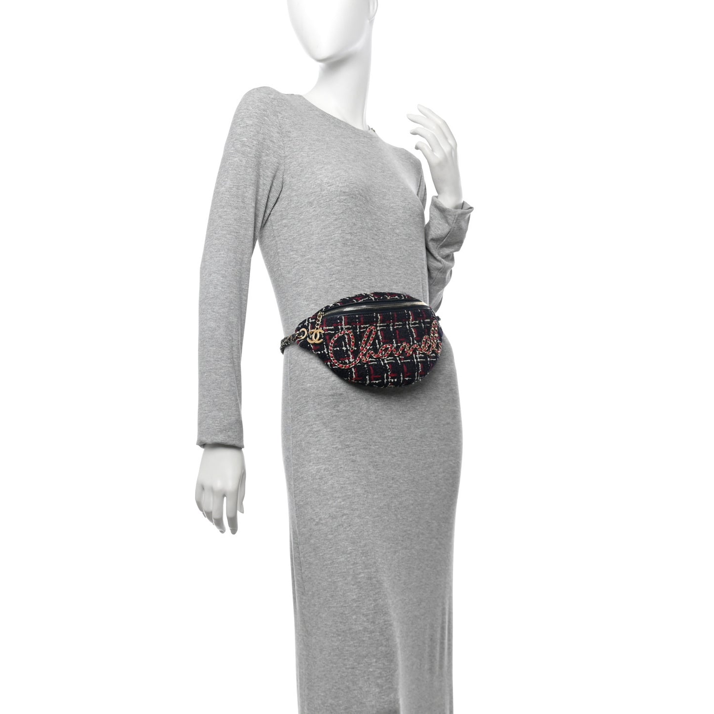 Tweed Quilted Chain 20s Signe Waist Bag Multicolor