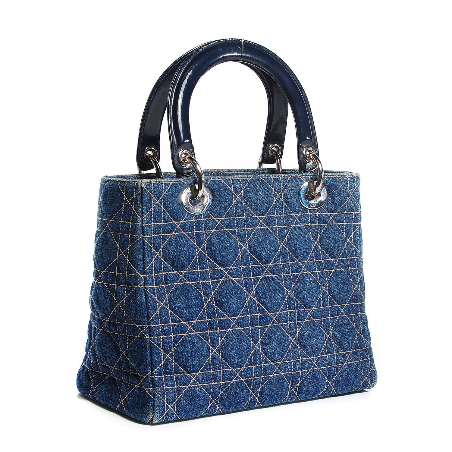 Christian Dior Denim Cannage Medium Lady Dior Blue 3 of 8