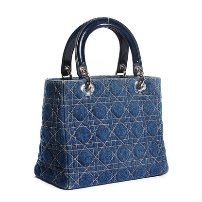 Christian Dior Denim Cannage Medium Lady Dior Blue 3 of 8