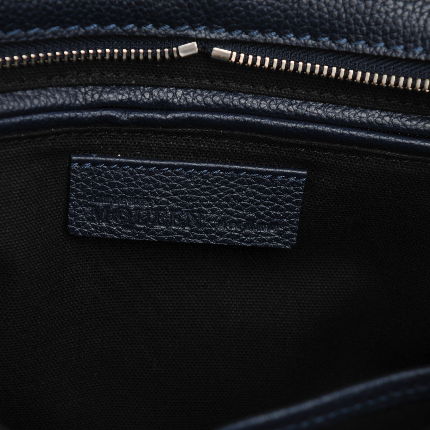 Alexander McQueen Pebbled Calfskin Small Skull Padlock Zip Around Tote Navy 6 of 7