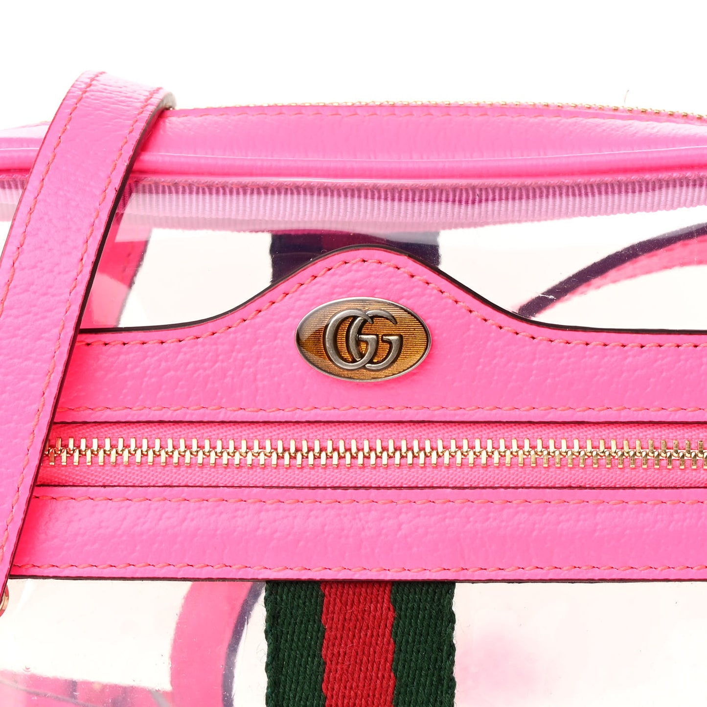 Vinyl Web Mini Ophidia Transparent Shoulder Bag Fluorescent Fuchsia