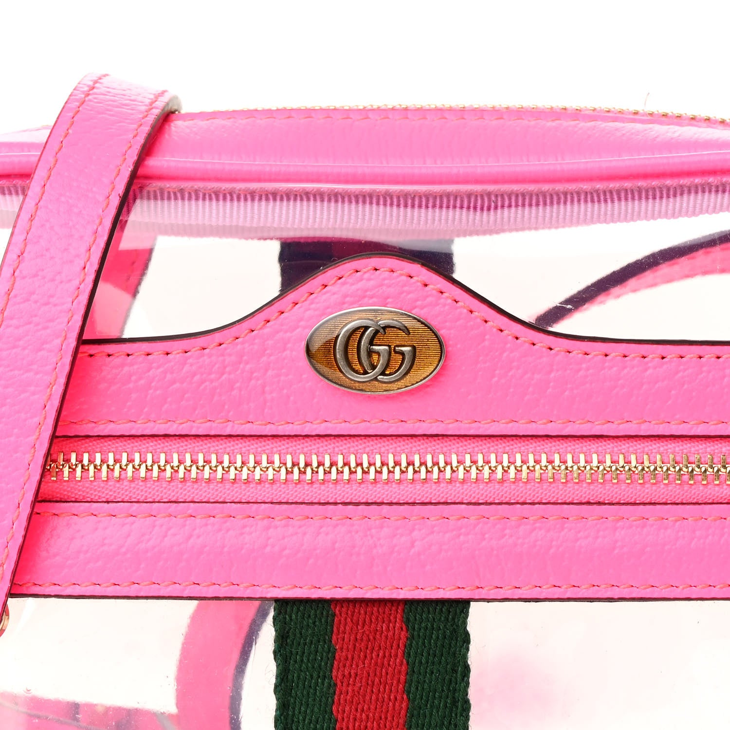 Gucci Vinyl Web Mini Ophidia Transparent Shoulder Bag Fluorescent Fuchsia 7 of 9