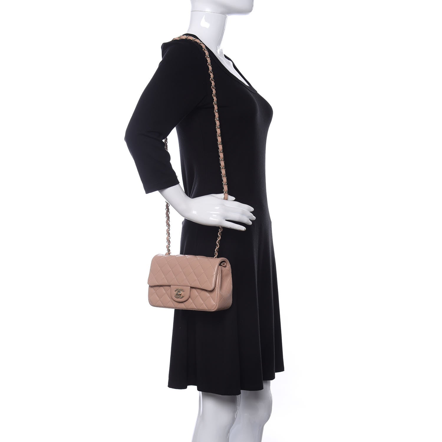 Chanel Lambskin Quilted Mini Rectangular Flap Beige 2 of 10