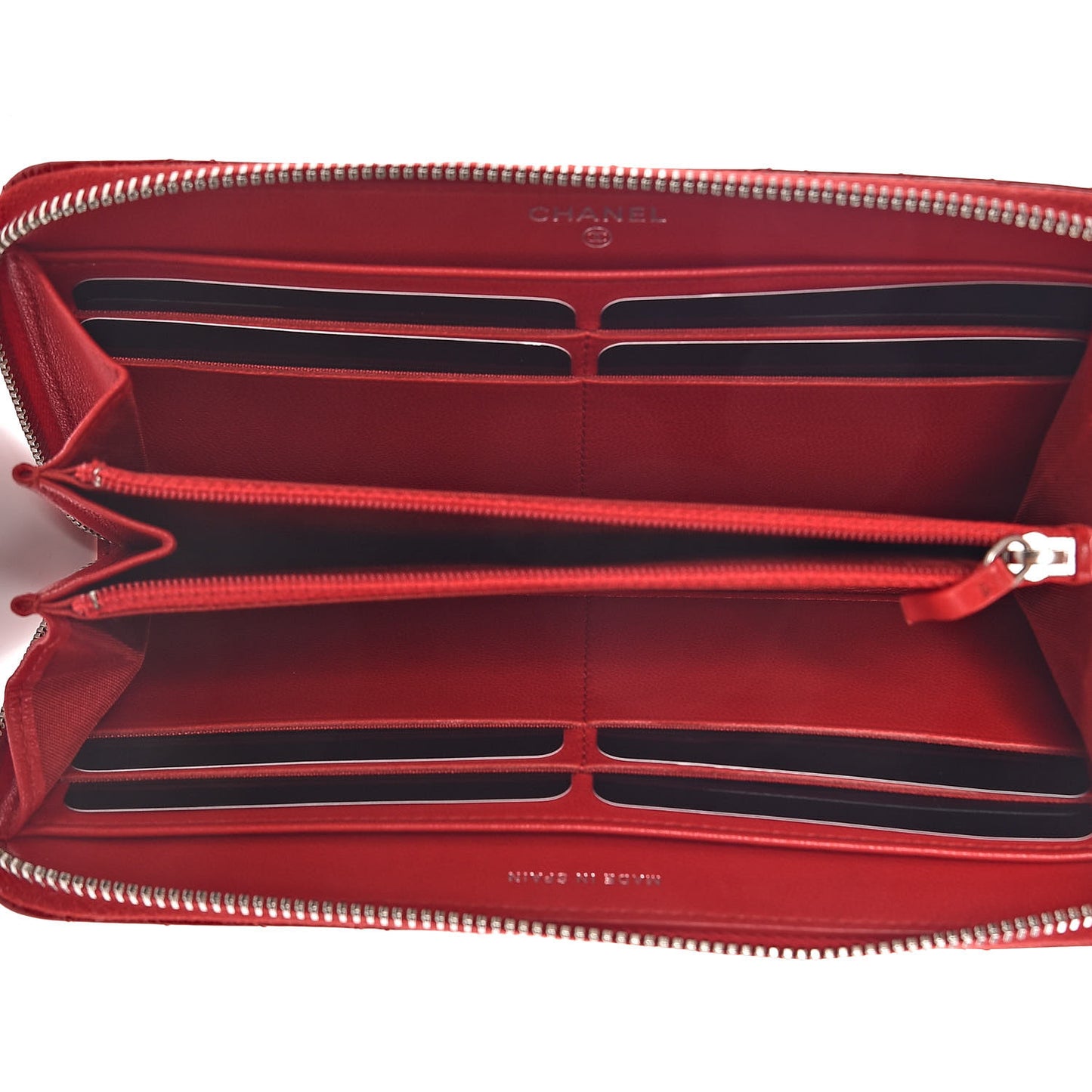 Patent Quilted Coco Boy Zip Around Wallet Red