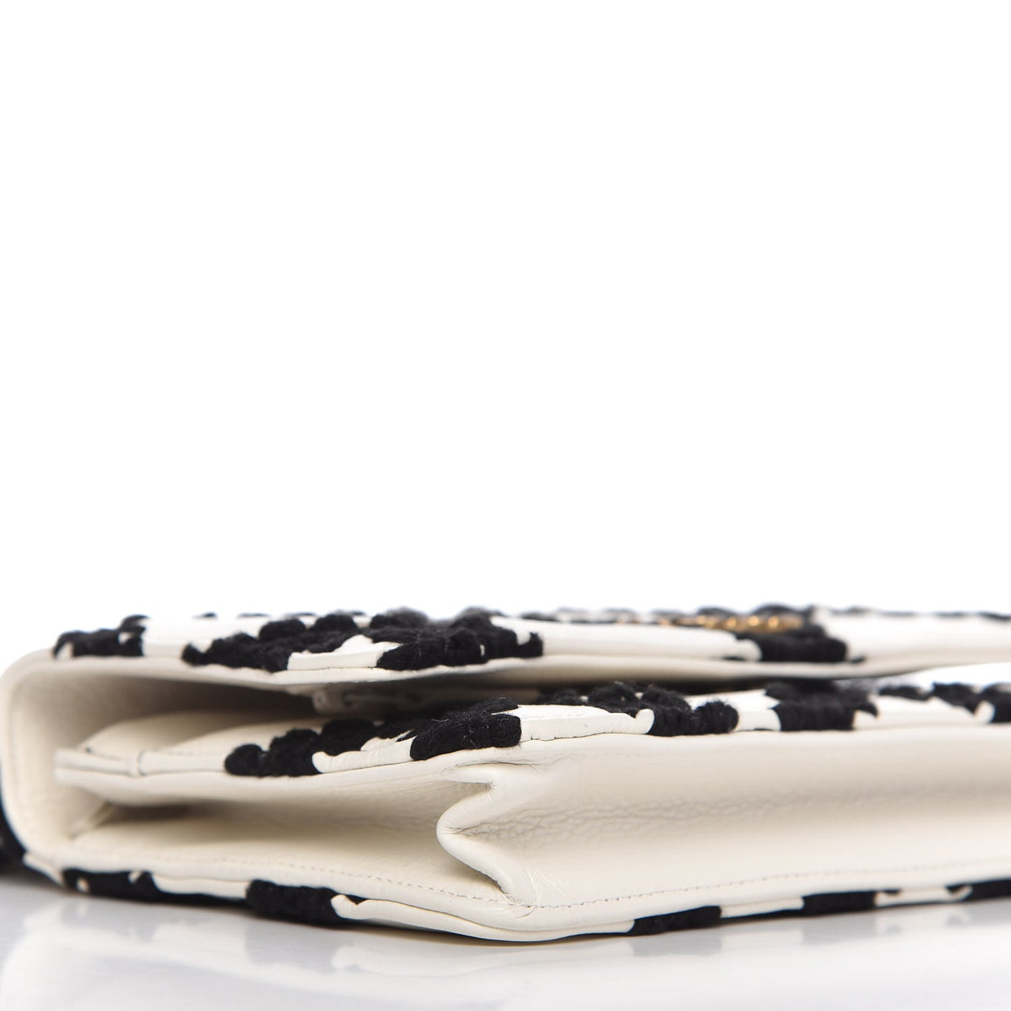 Calfskin Crochet Chanel 19 Wallet On Chain WOC White Black