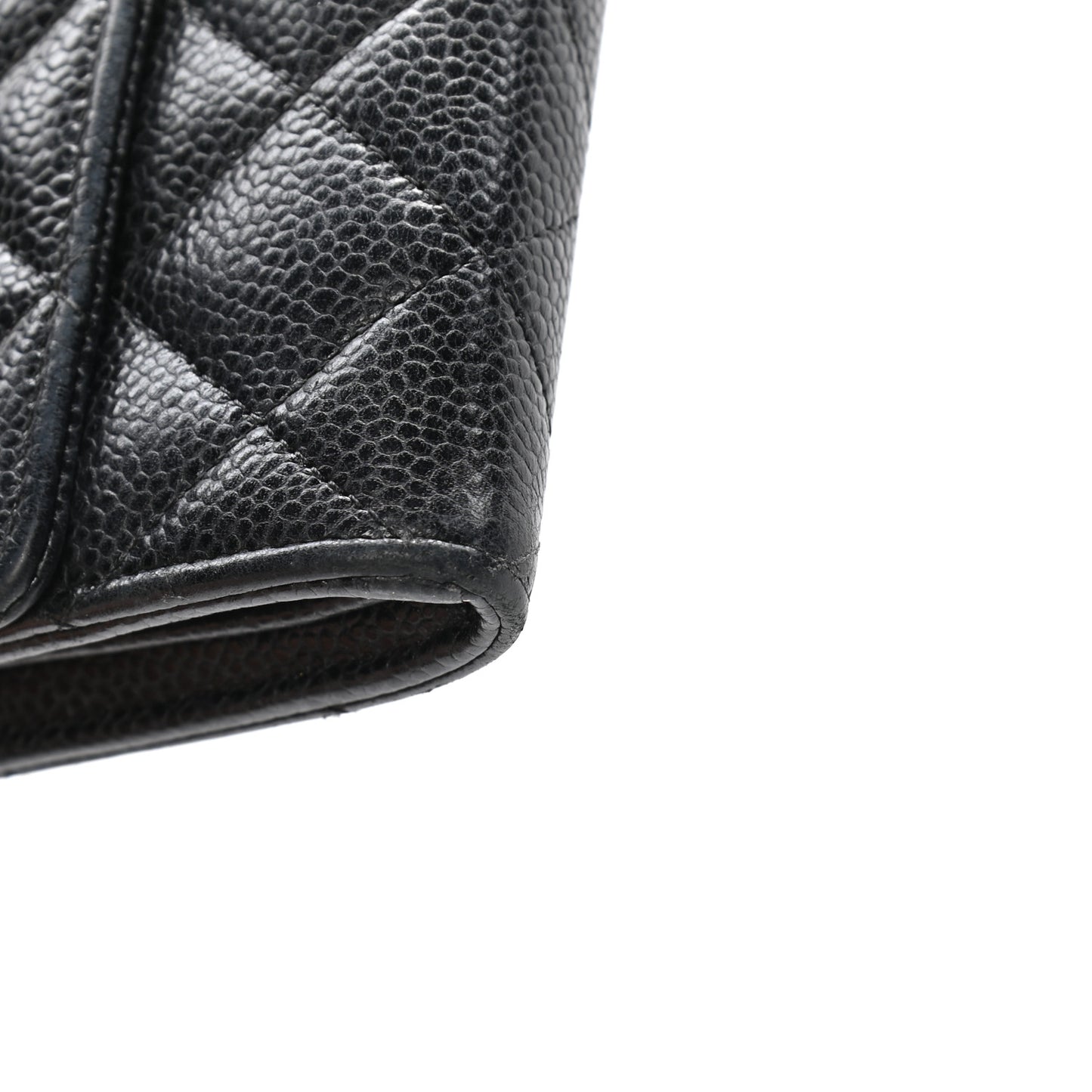 Caviar Quilted Large Gusset Flap Wallet Black