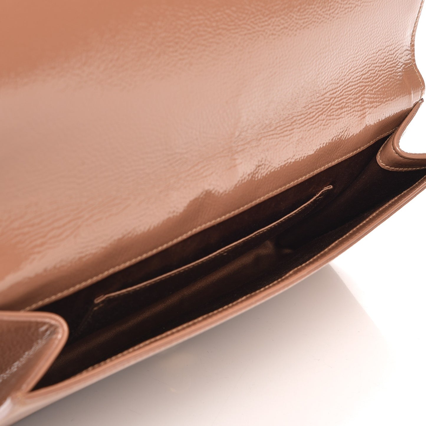 Textured Patent Calfskin Monogram Large Belle De Jour Clutch Nude