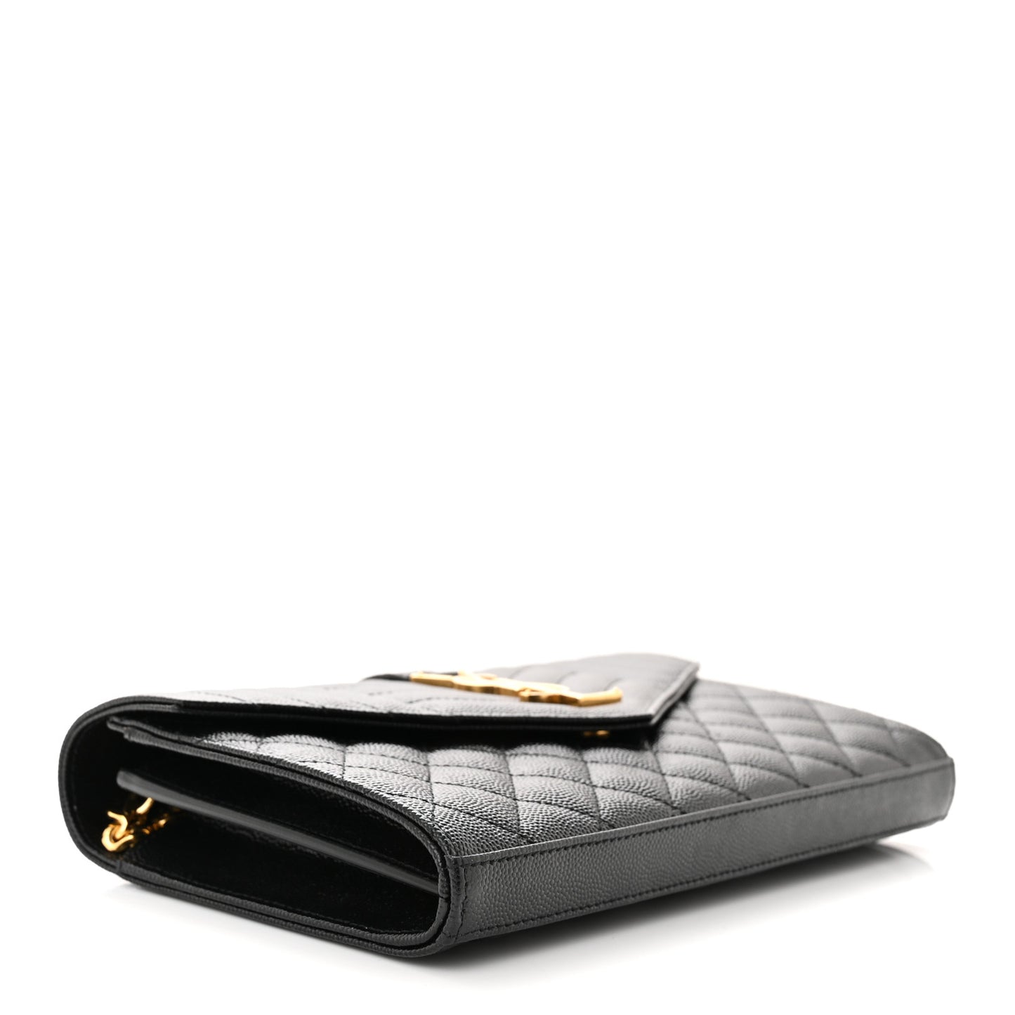 Grain De Poudre Mixed Matelasse Triquilt Monogram Chain Wallet Black