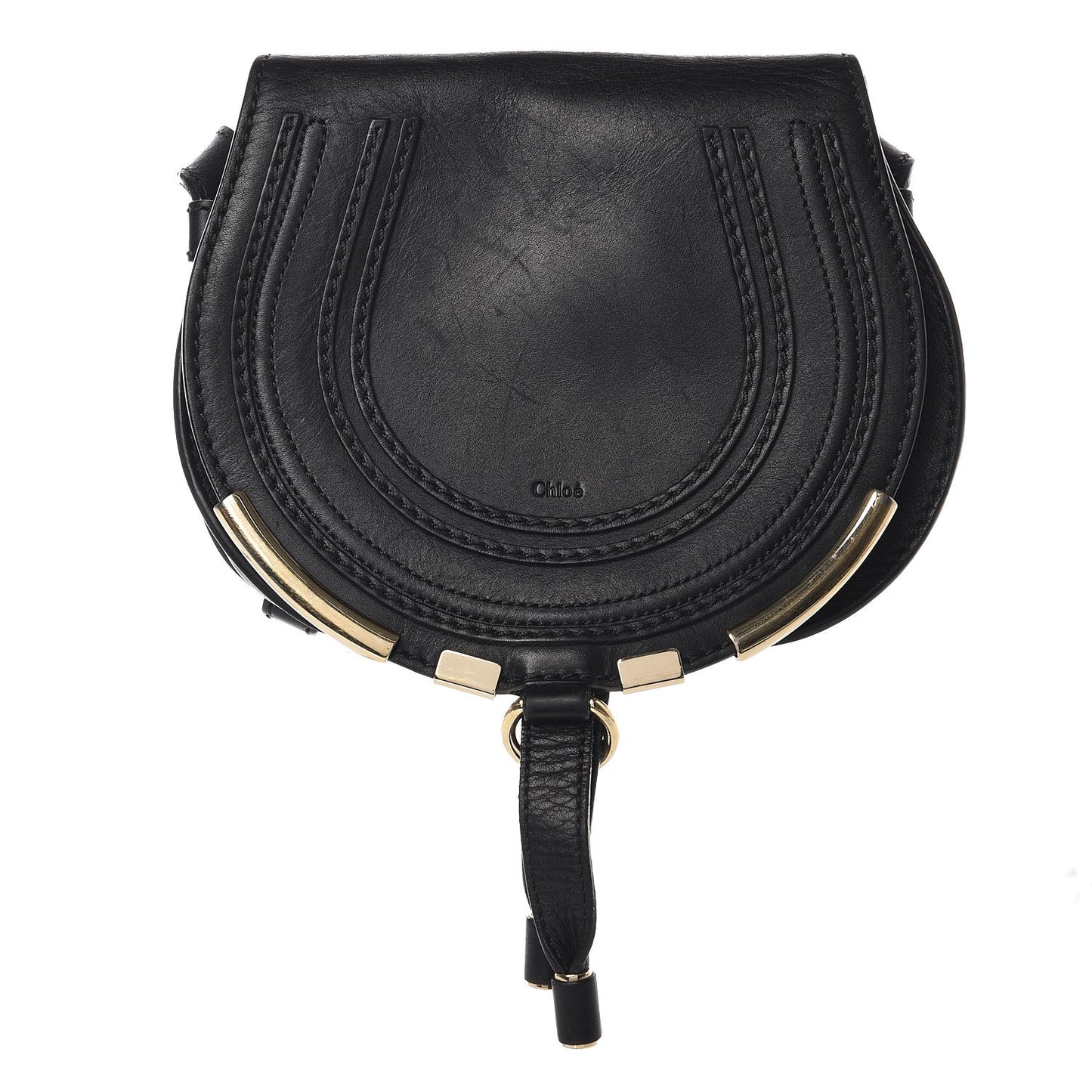 Calfskin Mini Marcie Metal Bar Trim Crossbody Bag Black