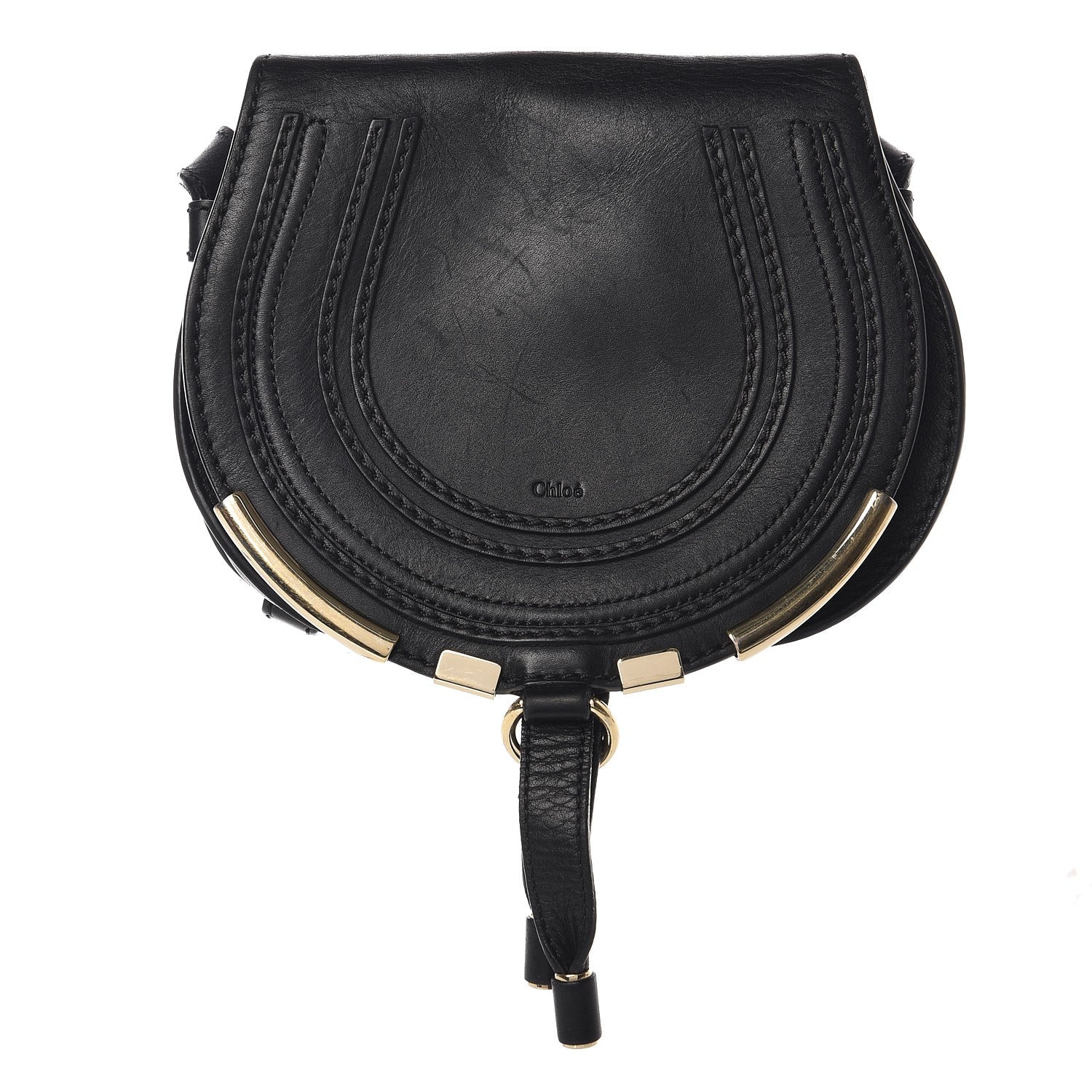 Chloe Calfskin Mini Marcie Metal Bar Trim Crossbody Bag Black 1 of 10