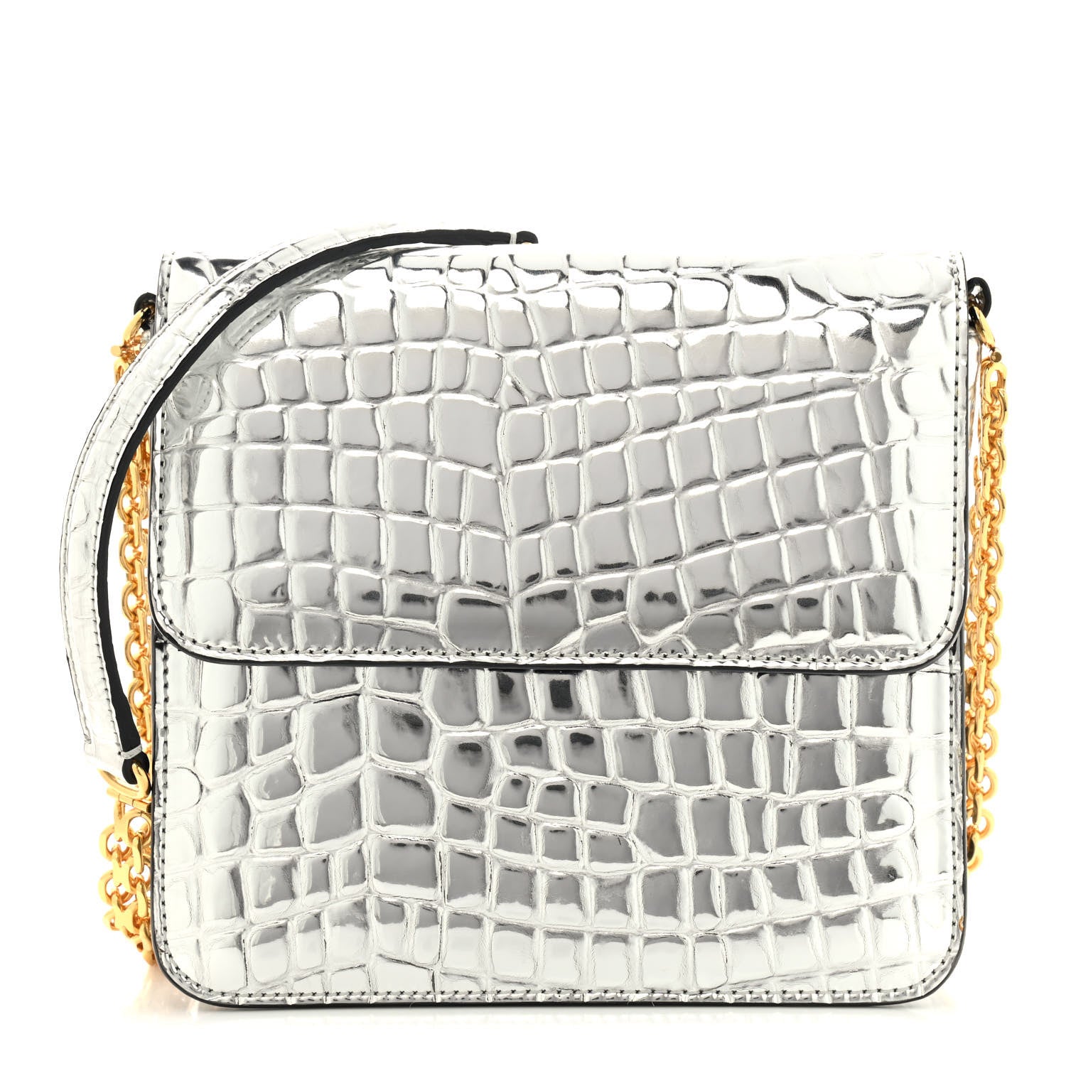 Stella McCartney Embossed Crocodile Effect Grace Silver 1 of 8
