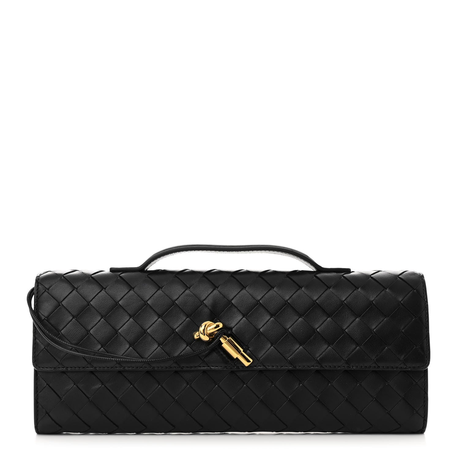 Bottega Veneta Nappa Intrecciato Long Andiamo Top Handle Clutch Black 1 of 9
