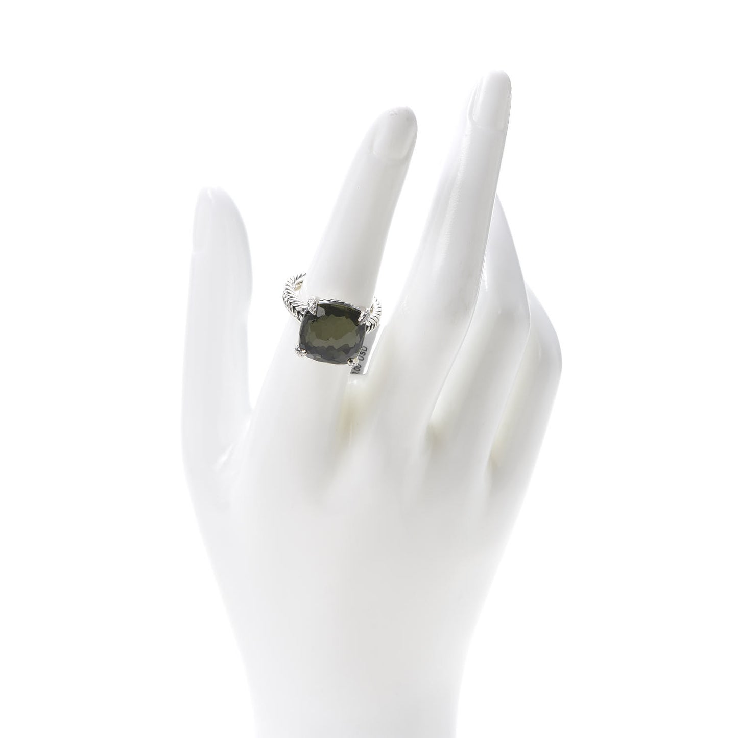 Sterling Silver Diamond Green Orchid 14mm Chatelaine Ring 54 7