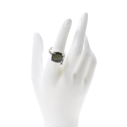 David Yurman Sterling Silver Diamond Green Orchid 14mm Chatelaine Ring 54 7 2 of 5