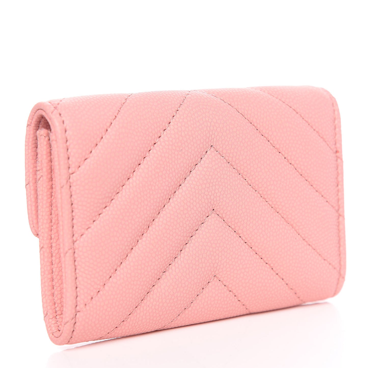 Caviar Chevron Quilted Flap Card Holder Pink