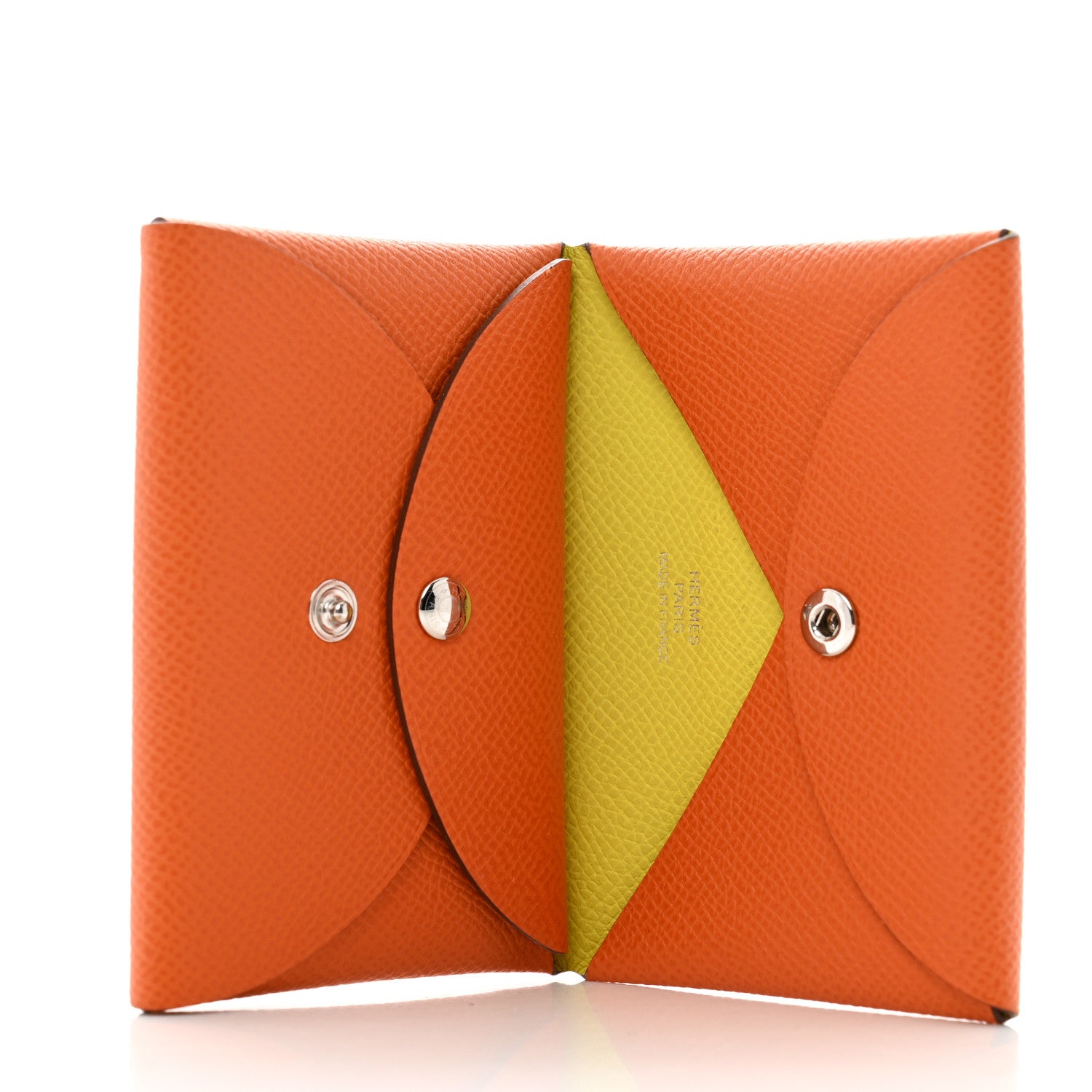 Hermes Epsom Calvi Duo Card Case Orange Lime 5 of 9