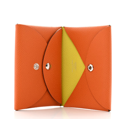 Hermes Epsom Calvi Duo Card Case Orange Lime 5 of 9