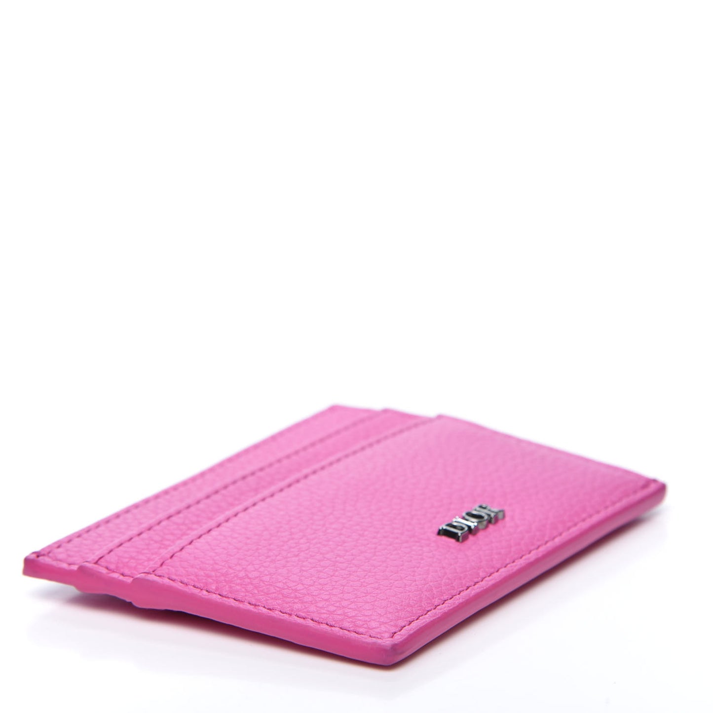 Grained Calfskin Card Holder Fuchsia