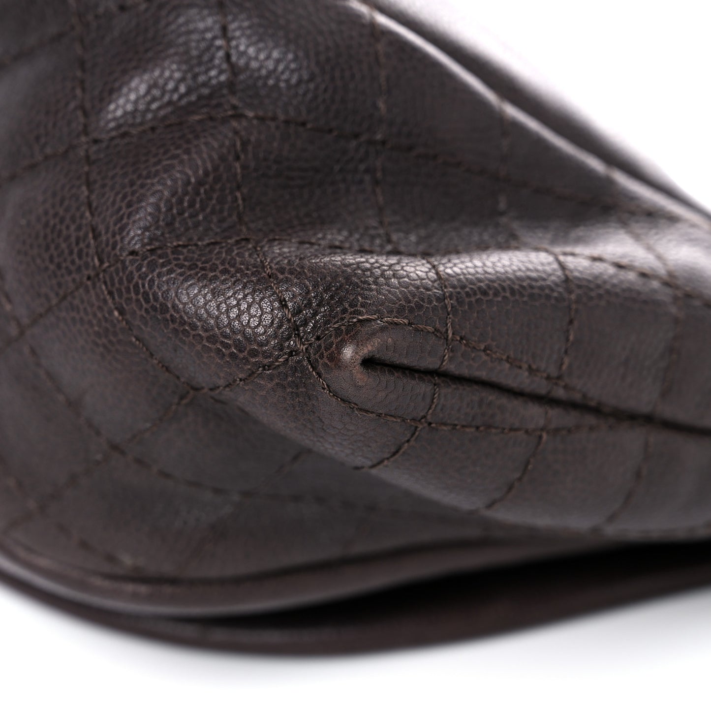 Caviar Half Moon Large Flap Dark Brown