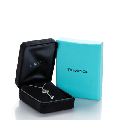 Tiffany Platinum Diamond Checkerboard Key Pendant Necklace 6 of 6