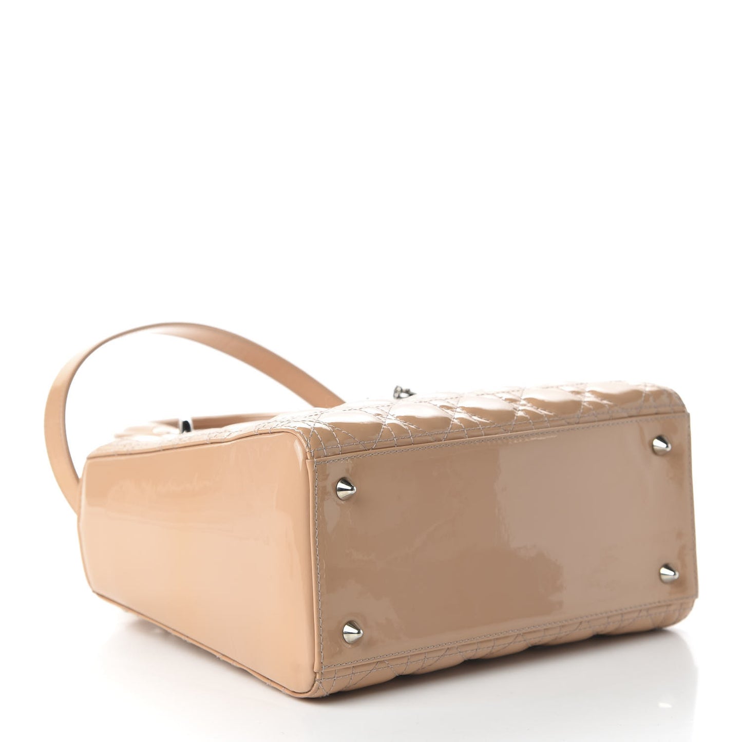 Patent Cannage Medium Lady Dior Beige