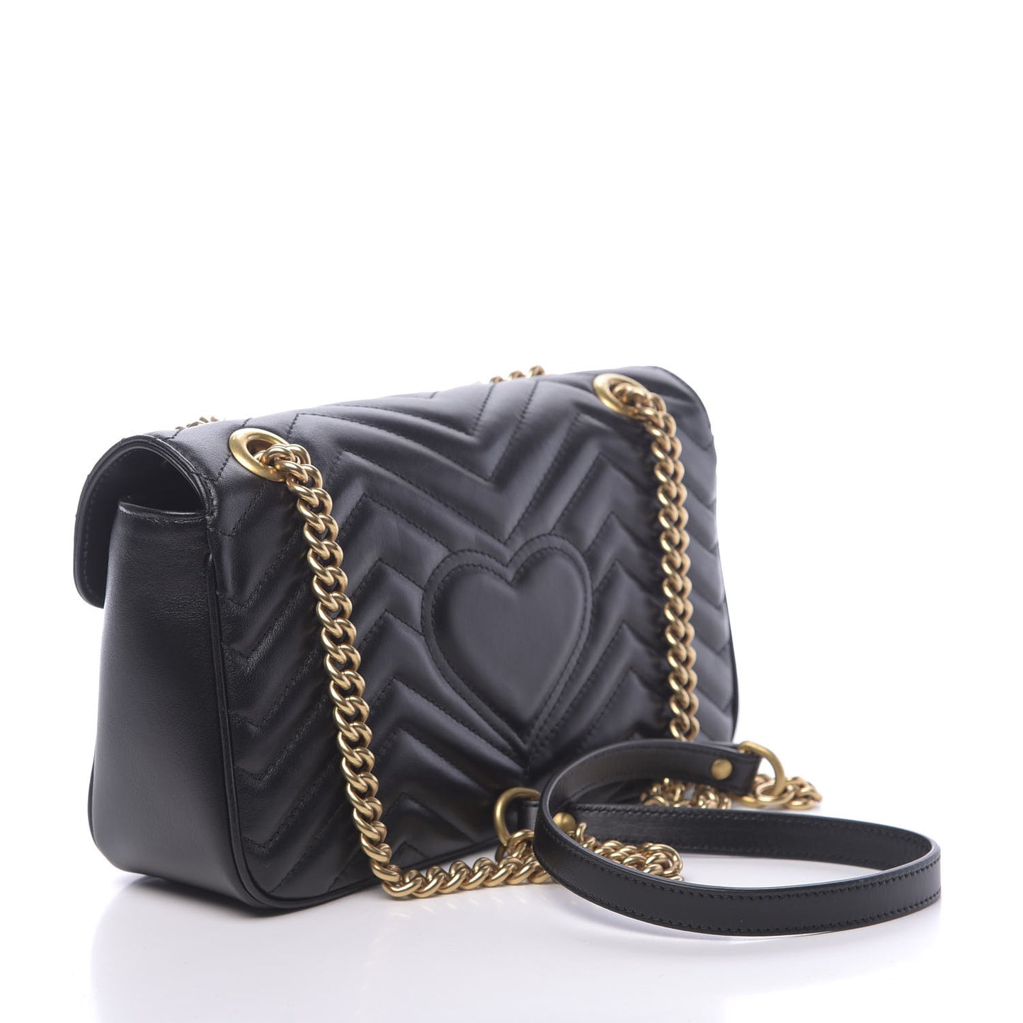 Calfskin Matelasse Small GG Marmont Shoulder Bag Black