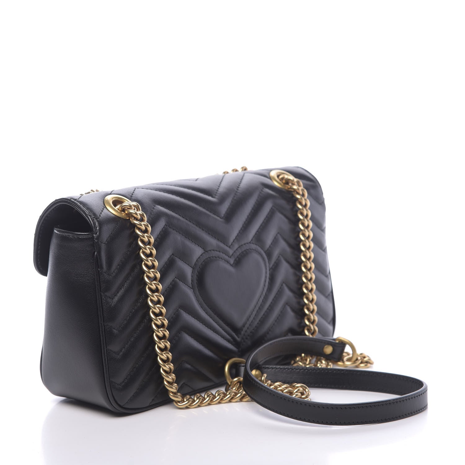 Gucci Calfskin Matelasse Small GG Marmont Shoulder Bag Black 3 of 10