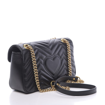 Gucci Calfskin Matelasse Small GG Marmont Shoulder Bag Black 3 of 10